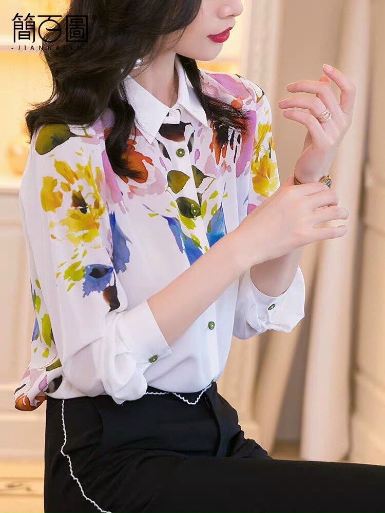 Áo Sơ Mi Vai Hoa Vệt Màu - SM67